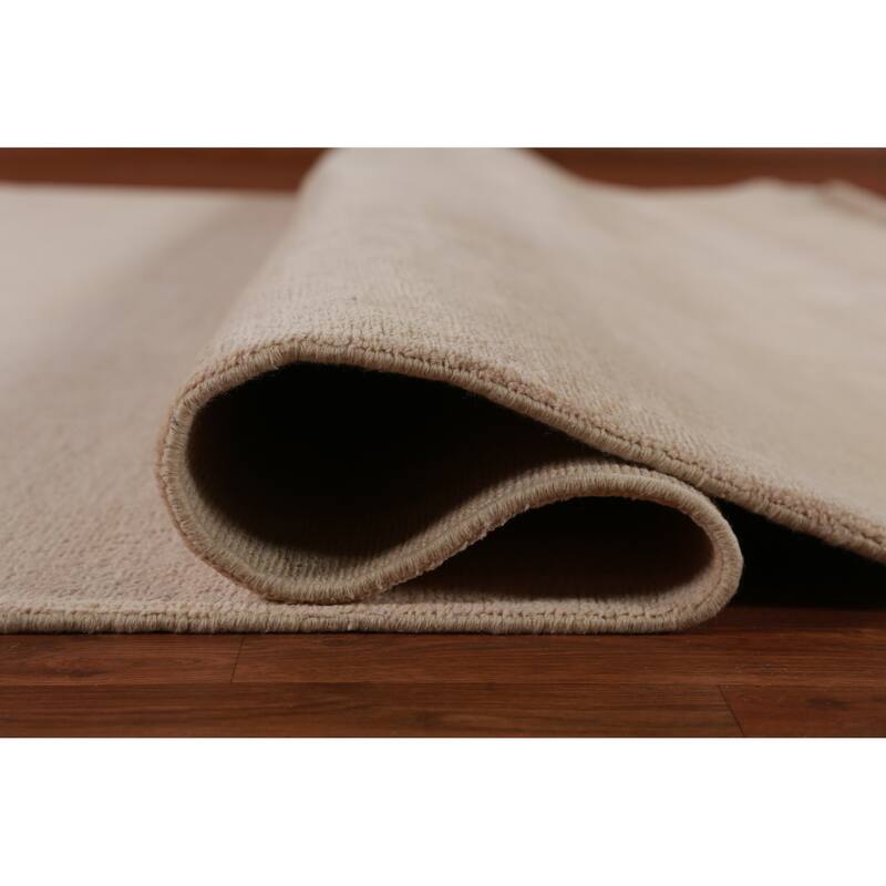 Hand Knotted Oriental 100% Wool Carpet Modern Solid Peach Gabbeh Area Rug - 12' 7'' X 9' 1''