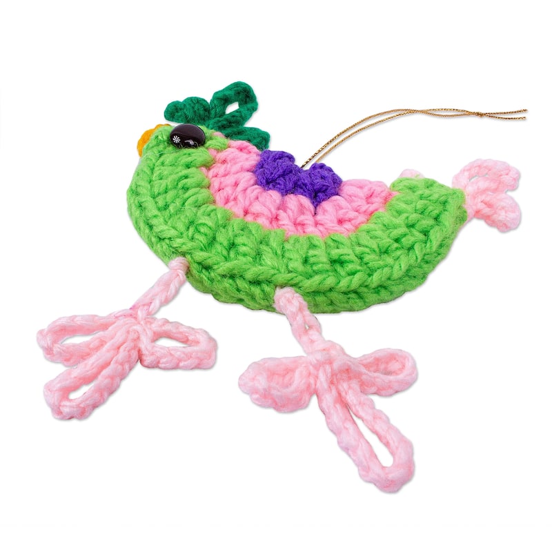 Novica Handmade Cheeky Chickens Crocheted Ornaments (Pair)