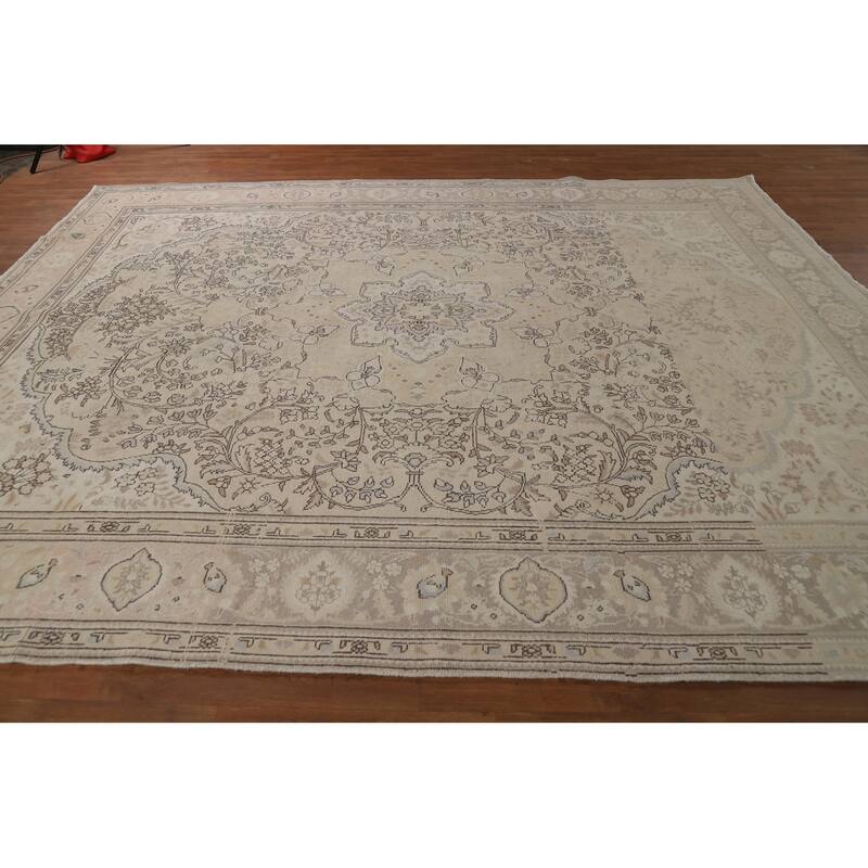 Floral Tabriz Persian Rug Handmade Traditional Wool Carpet - 9'7"x 11'10"