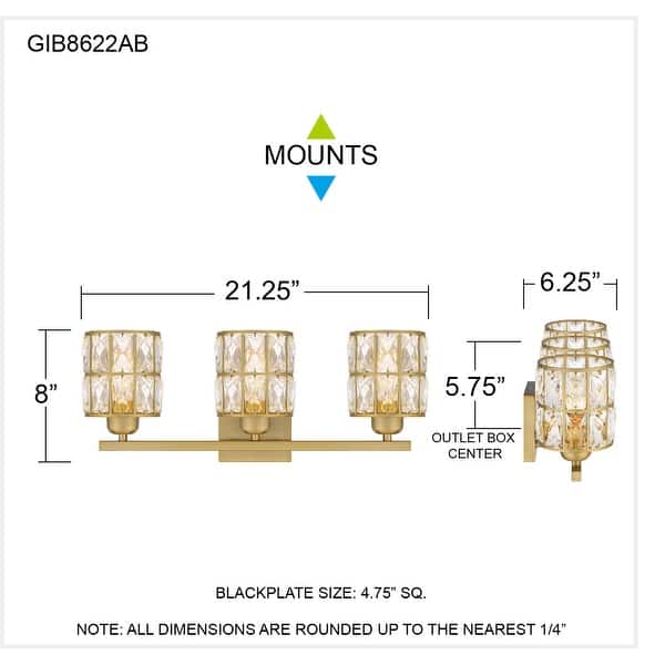 Gibson 3-Light Aged Brass Bath Light