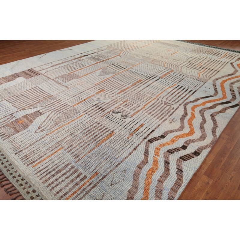 Abstract Moroccan Large Area Rug Handmade Wool Carpet - 11'9" x 15'10"