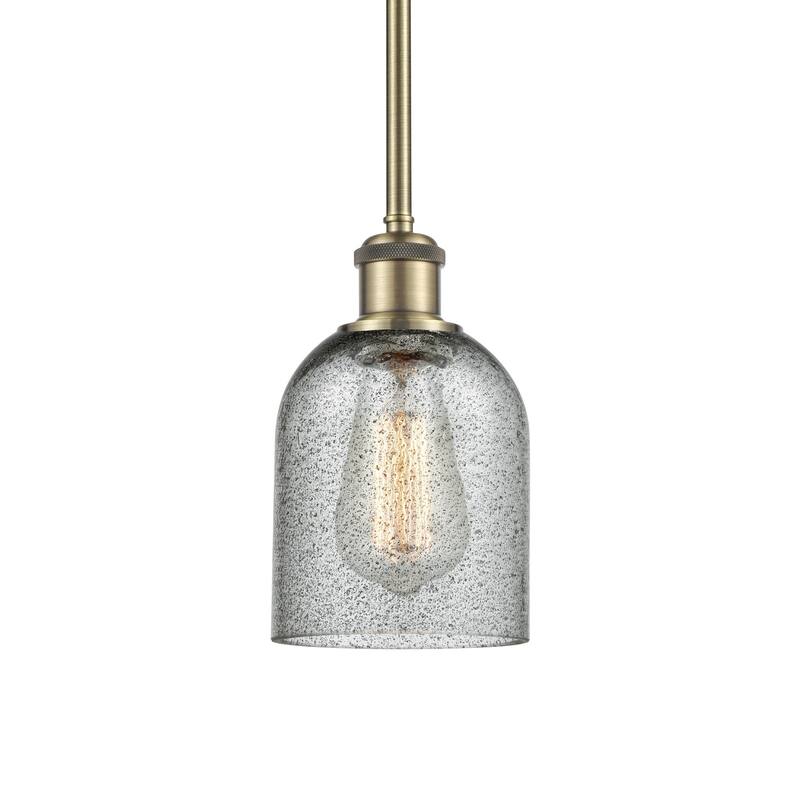 Innovations Lighting 516-1S-10-5 Caledonia Pendant Caledonia 5" Wide - Charcoal / Antique Brass