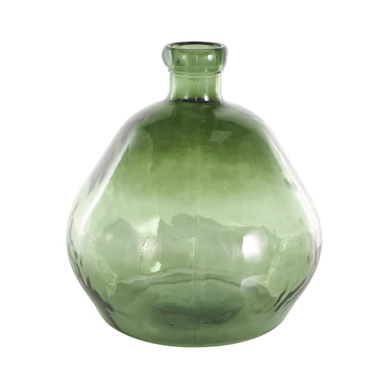 Recycled Glass Abstract Handmade Curved Spanish Bottle Decorative Vase - Green, Blue, Clear, Brown - Roche River Decor