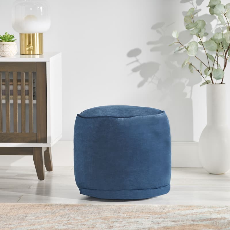 Gwinnett Modern Velveteen Cylinder Pouf by Christopher Knight Home - Cobalt Blue