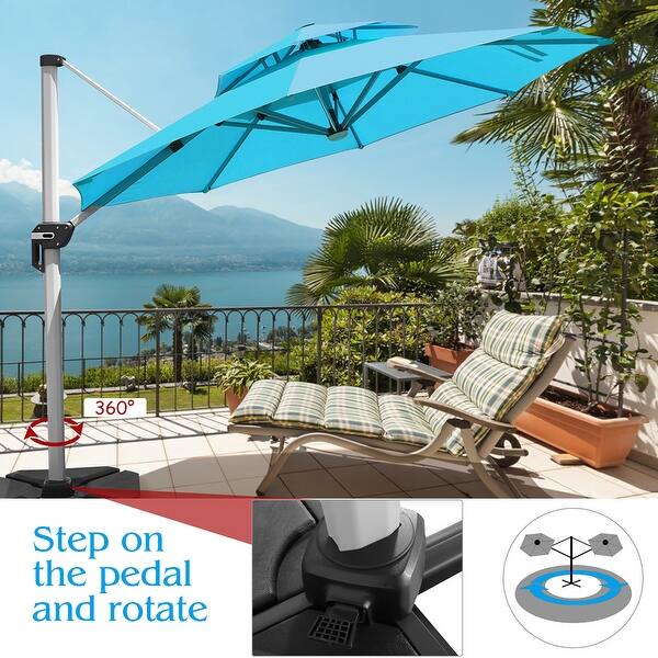 Shop Black Friday Deals On Costway 10ft Solar Led Patio Offset Umbrella 360degree Rotation Usb Overstock 31647063