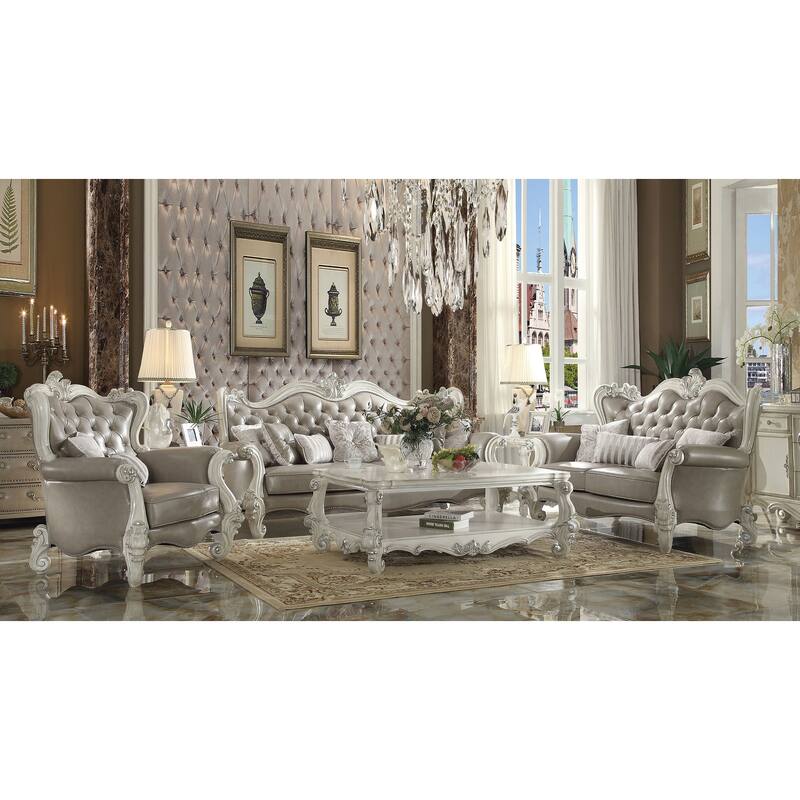 Calvert Vintage Gray and Bone White Loveseat with 4-Pillow