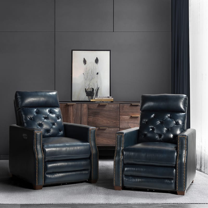 Alina 31.50"Wide Genuine Leather Power Recliner with USB Port, Set of 2