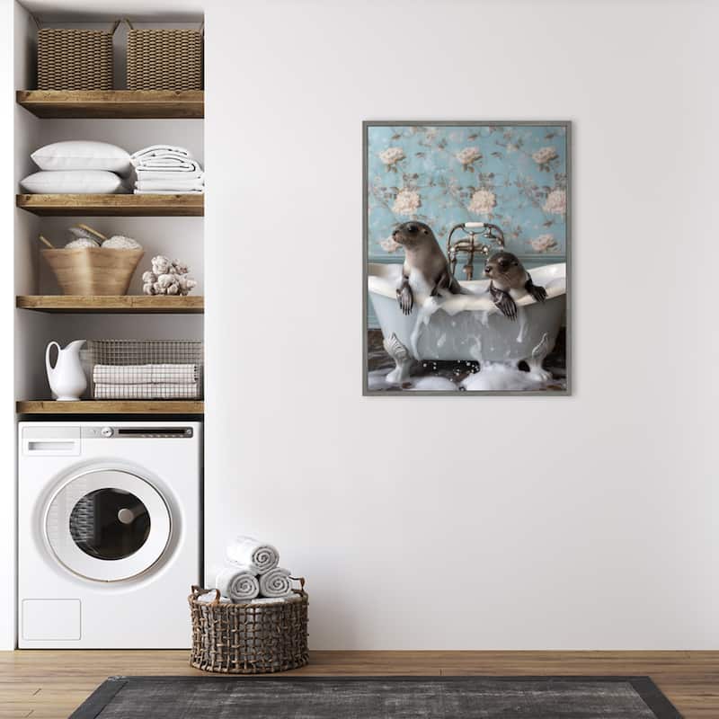 Seal Soak by Niky Rahner Framed Canvas Wall Art