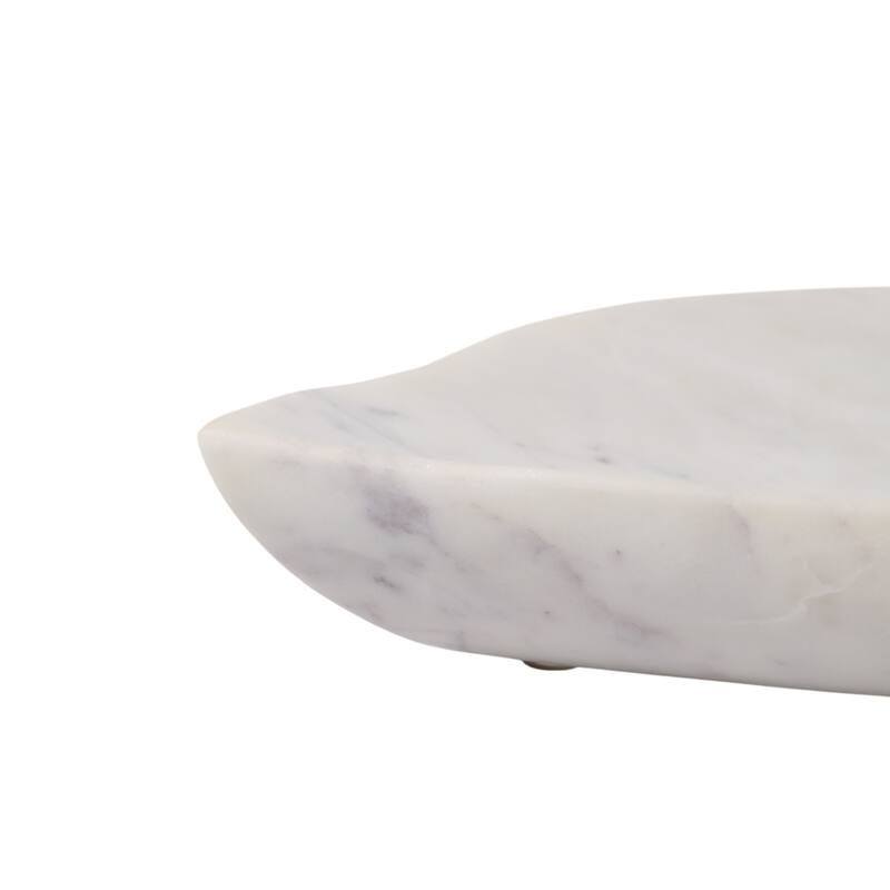 Marble Decorative Bowl Modern Accent Teardrop Shape - 10" White - 9.75" x 7" x 1.5"