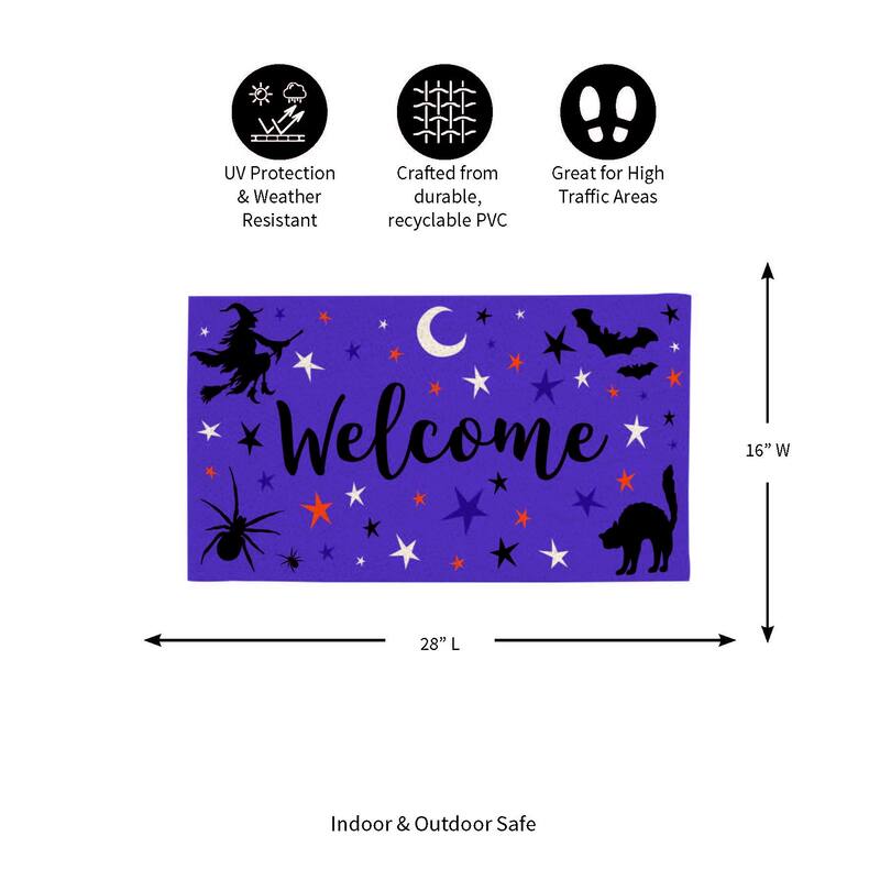 16 in. x 28 in. PVC Halloween Witchy Welcome Door Mat