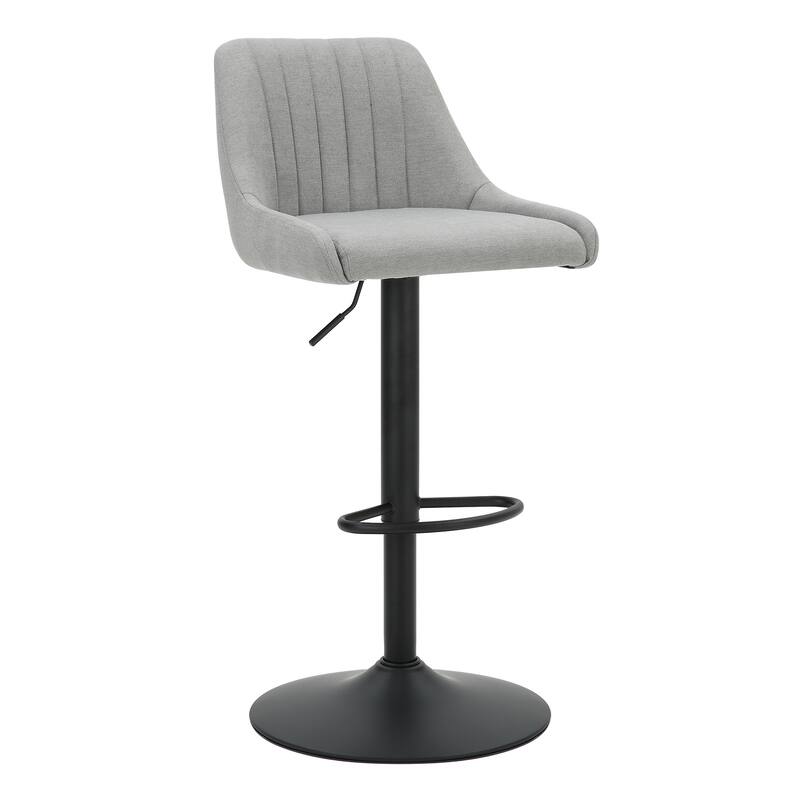 Modern Fabric and Metal Adjustable Air-Lift Stool with Swivel, Set of 4 - Grey and Black - Grey