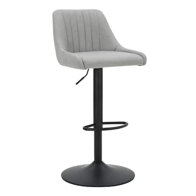 Modern Fabric and Metal Adjustable Air-Lift Stool with Swivel, Set of 4 - Grey and Black