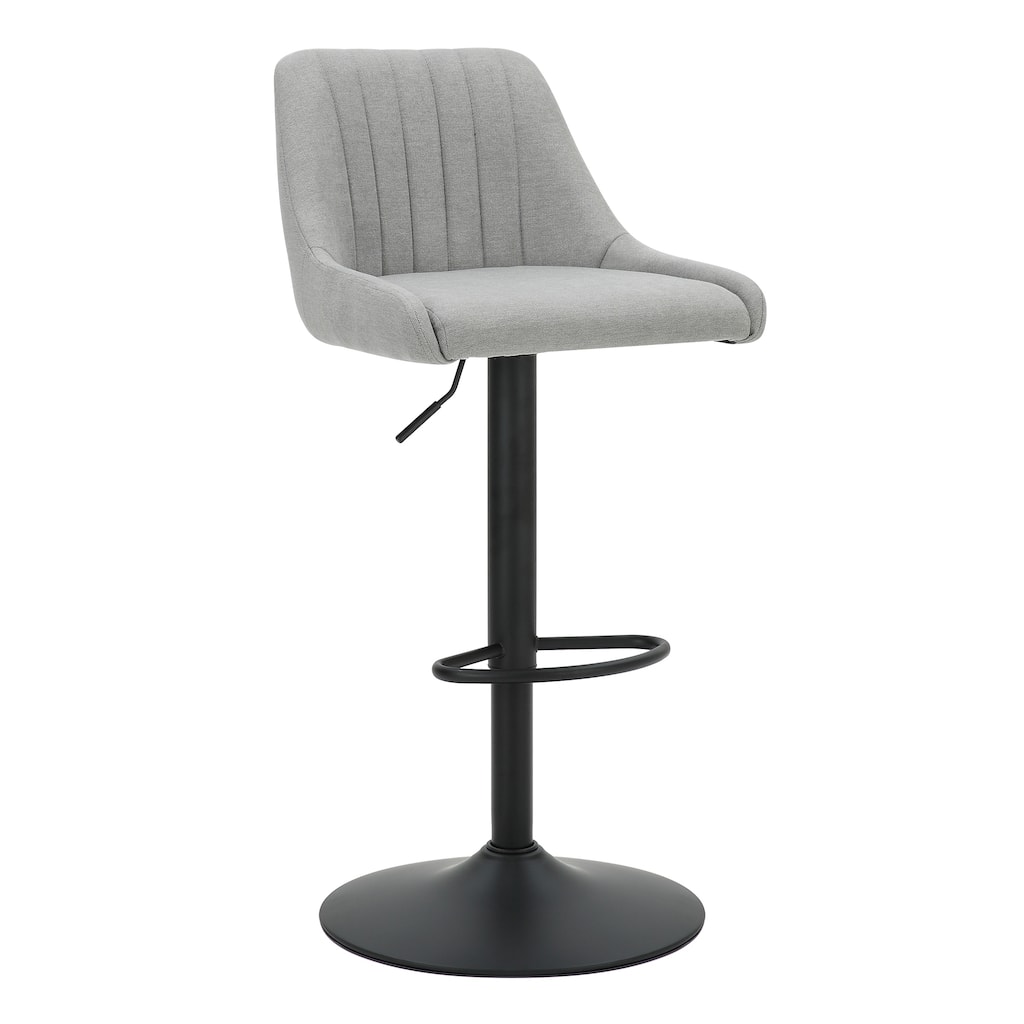 Modern Fabric and Metal Adjustable Air-Lift Stool with Swivel, Set of 4 - Grey and Black