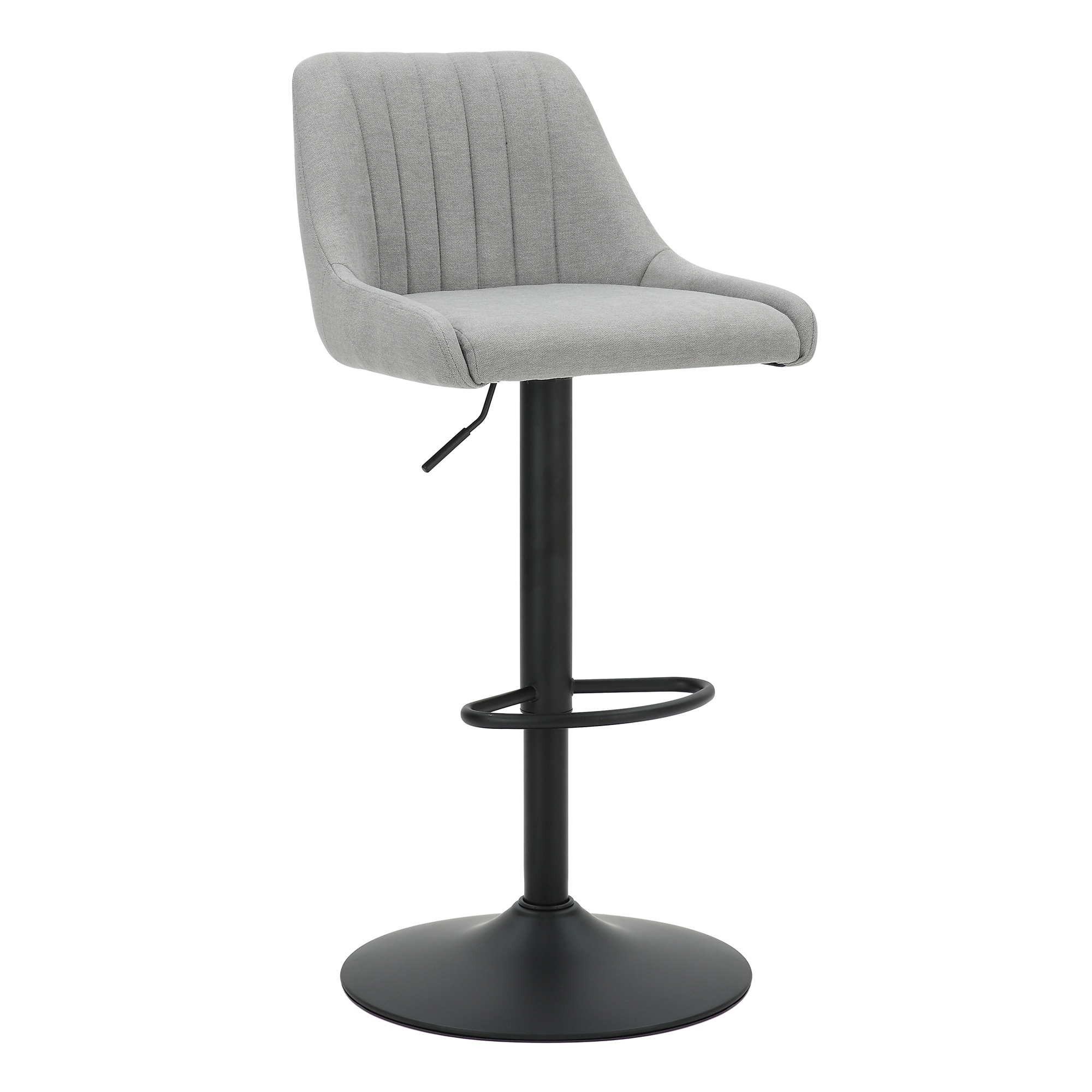 Modern Fabric and Metal Adjustable Air-Lift Stool with Swivel, Set of 4 - Grey and Black