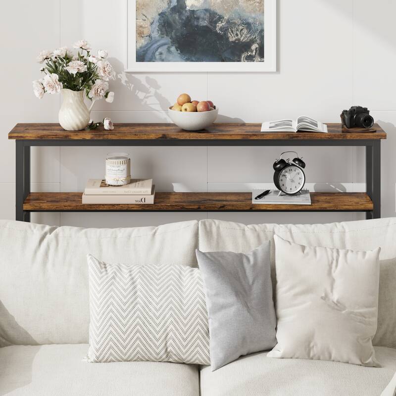 5.9 Inch Narrow Behind Couch Table 2-Tier Console Table