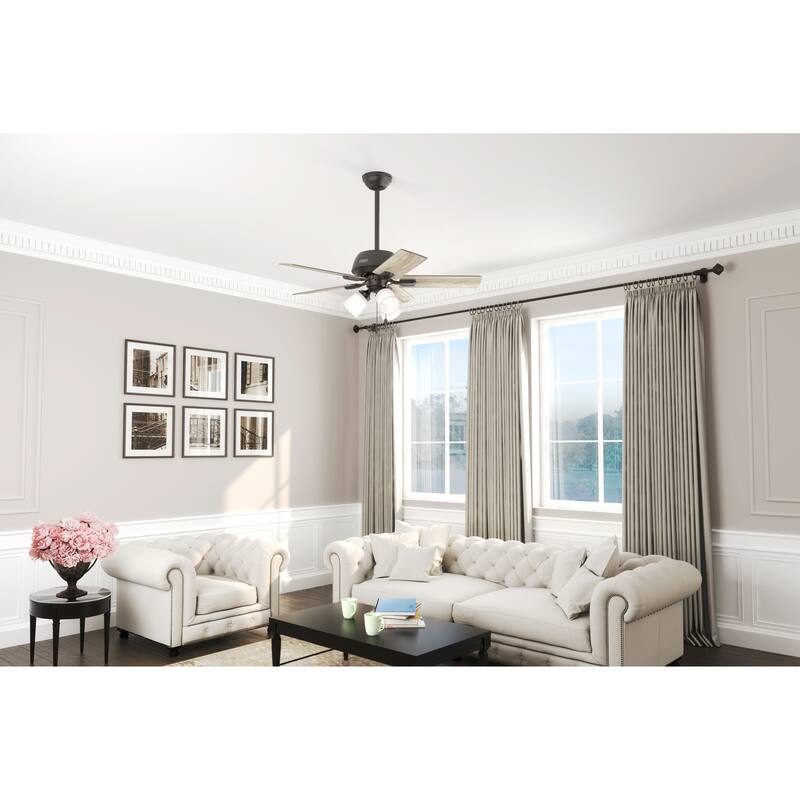 Hunter 44" Crystal Peak Ceiling Fan with LED Light Kit and Pull Chain, Casual, Transitional