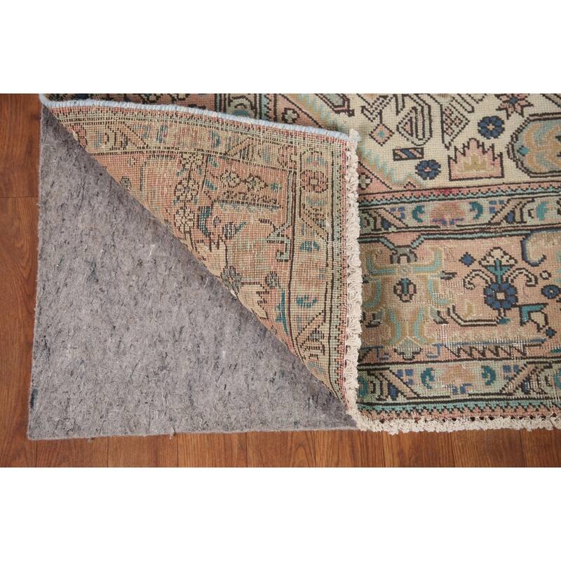 Hand Knotted Oriental 100% Wool Carpet Traditional Medallion Yellow & Gold Tabriz Area Rug - 9' 8'' X 6' 10''