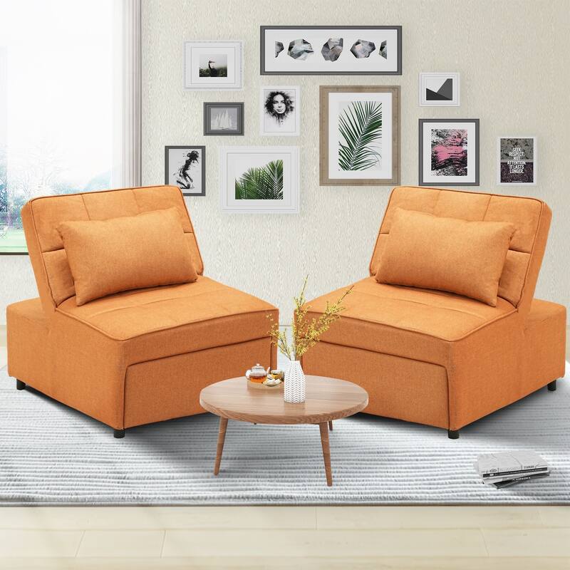 Ainfox Adjustable Sofa Chair Sleeper Sofa Bed Ottoman Couch with Metal Frame