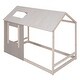 preview thumbnail 6 of 8, Twin Size House Bed Frame for Kids,Twin Floor Bed Kid Montessori Bed Frame with Roof & Window, Antique Grey+Antique White