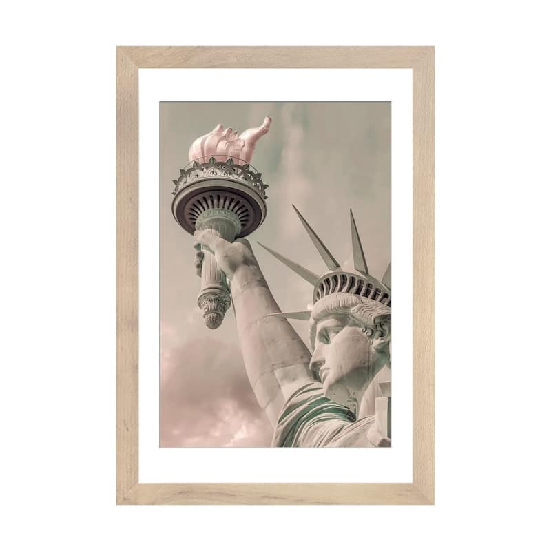 iCanvas "New York City Statue Of Liberty Urban Vintage Style" by Melanie Viola PFA - Natural - 24x16x1
