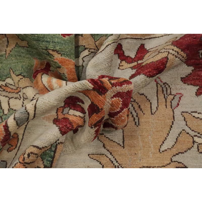 Hand Knotted Oriental 100% Wool Carpet Transitional Floral Beige & Ivories Oushak Area Rug - 14' 4'' X 10' 1''