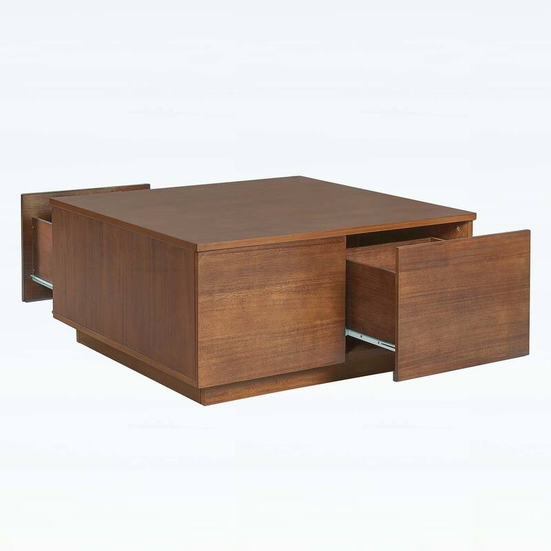 33.25 Inch Square Coffee Table with 4 Drawers,Ample Storage