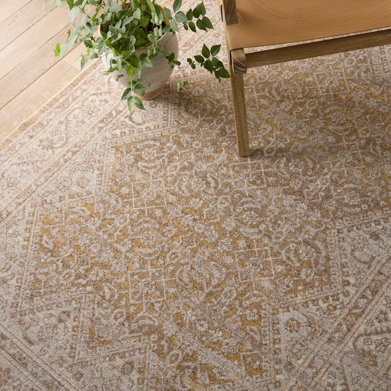 Harriet Medallion Gold/ Light Gray Area Rug