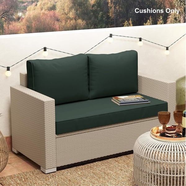 Outdoor Loveseat Cushion Set (Set of 1 Seats,48x24in, 2 Backs,24x18in )