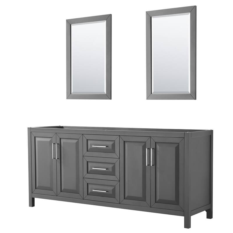 Wyndham Collection Daria 79" Double Free Standing Vanity Cabinet - - Dark Gray / Polished Chrome Hardware