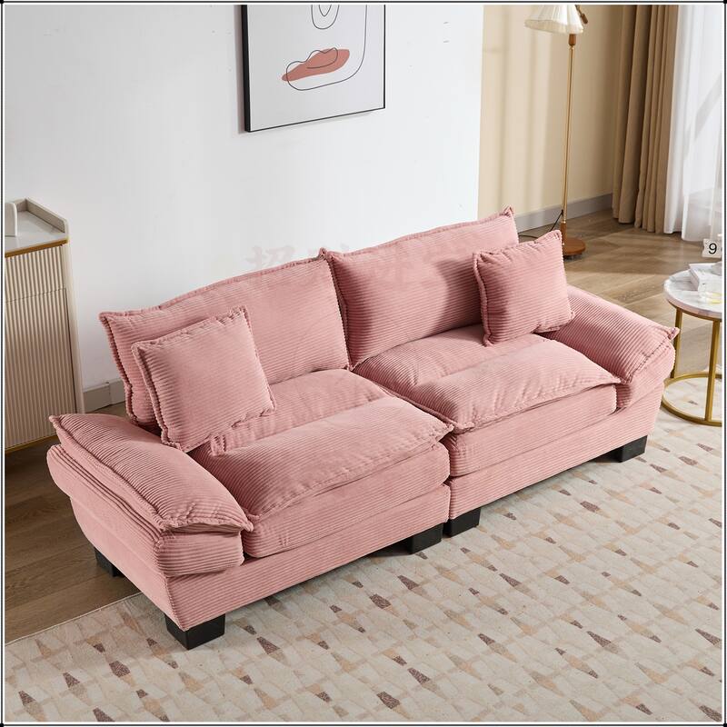 Corduroy Sofa Sleeper with Pillows