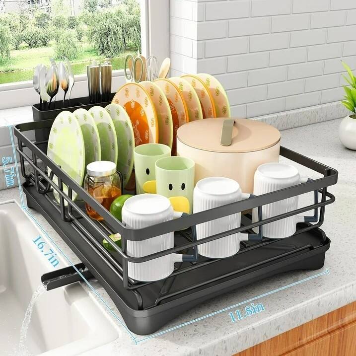 Stainless Steel Dish Rack for Sink, Dish Drying Rack with Drainboard - Set of 1
