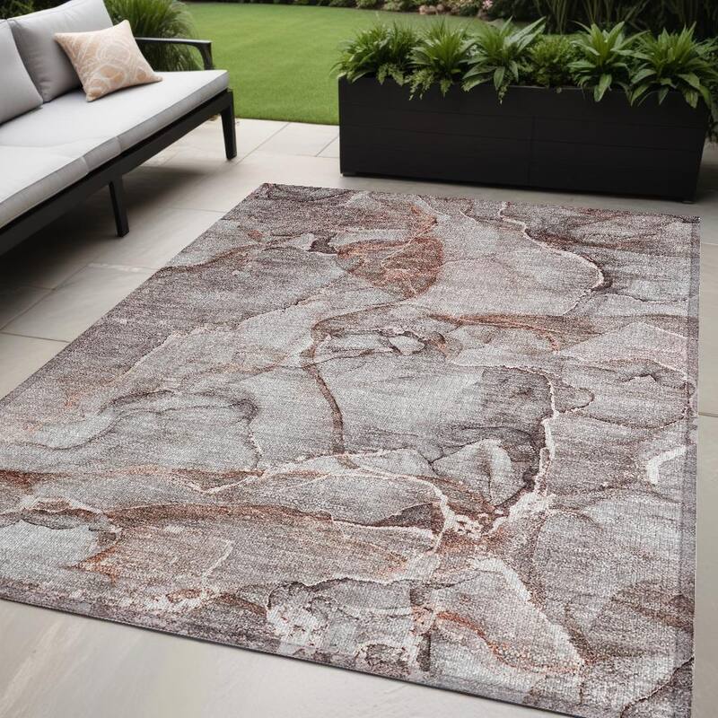 Almiz Artistic Abstract Weather Resistant Timeless Fusion Runner Outdoor Rug - 5' X 8' - Multi