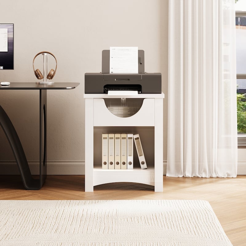 Bestier Night Stand with Charging Station, LED Modern End Table Bedside Table with Drawer for Bedroom & Living Room