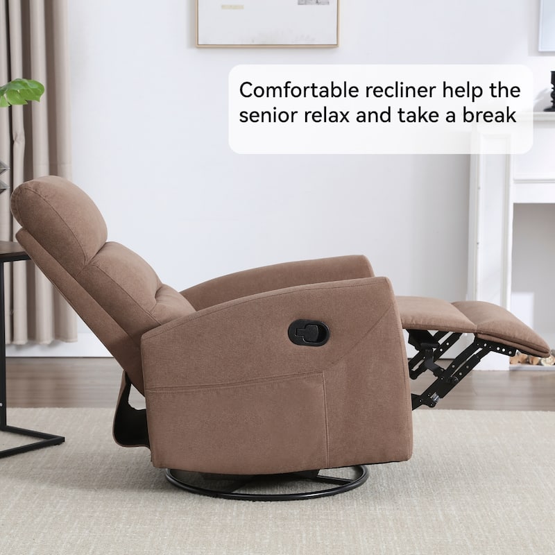 360° Swivel Rocking Recliner Chair in Polyester for Living Room