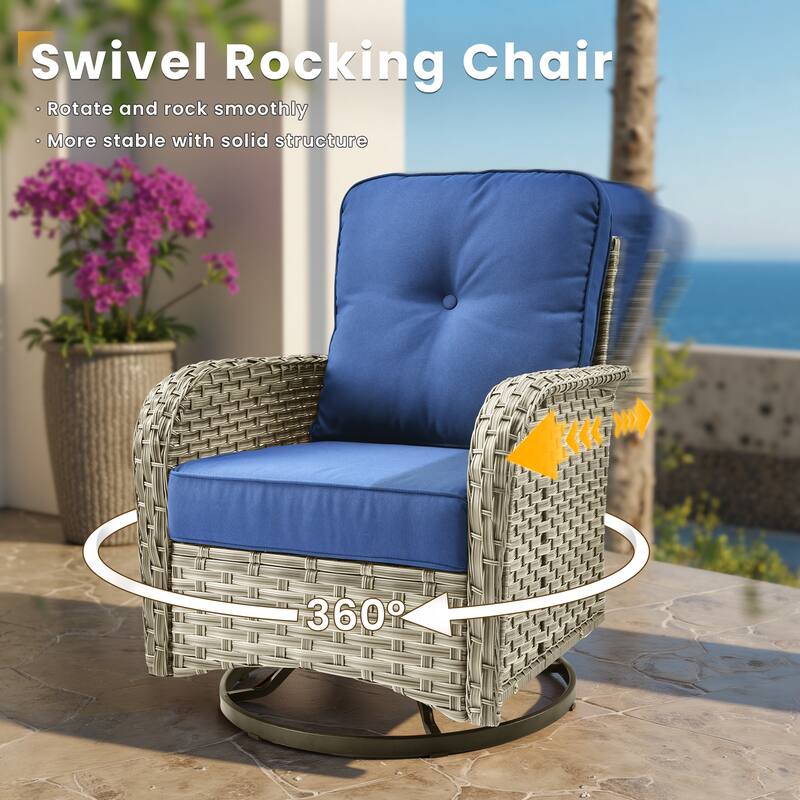 XIZZI 8-Piece Outdoor Wicker Furniture Sectional Swivel Chairs Set