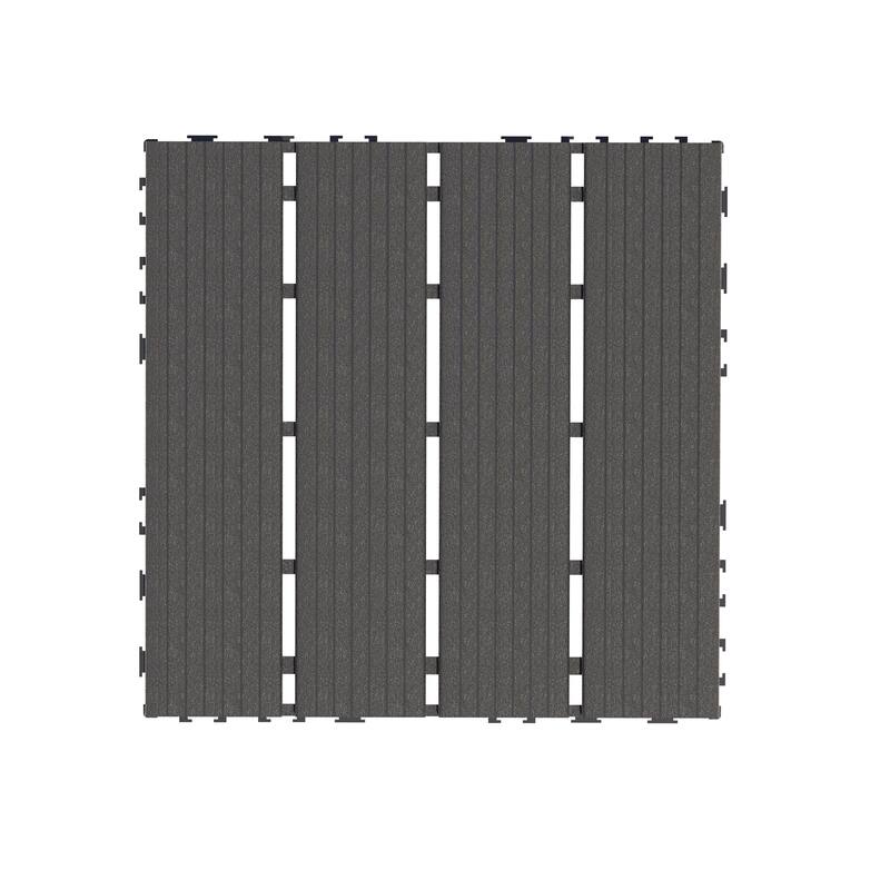 44 Piece Grey Wood-Plastic Composite Interlocking Deck Flooring Tiles 11.8in