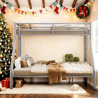 Wider Design Twin XL over Queen Metal Bunk Bed with Ladder and Safety ...