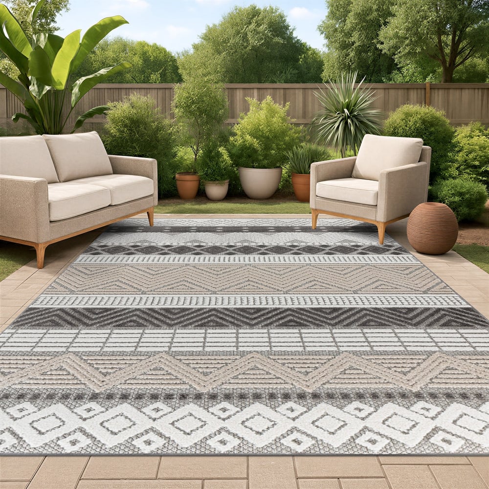 Marbella Contemporary Boho Indoor/Outdoor Area Rug