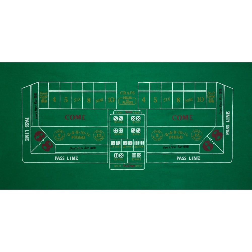 GSE™ 36"x72" Casino Craps Tabletop Layout Felt, Casino Craps Table Top Cover Mat - Layout Felt
