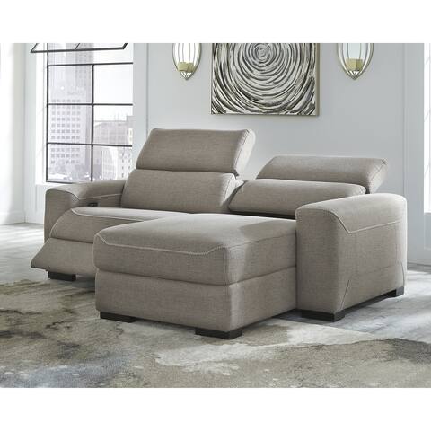Mabton Gray 2-Piece Power Reclining Sectional with Chaise - 85.75" W x 67" D x 31" H