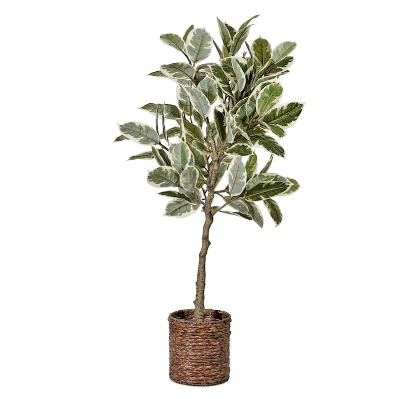 American Art Decor Artificial Faux Tree in White Tapered Ceramic Pot