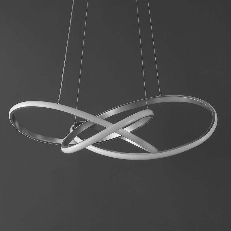 Circulo 25" Abstract Integrated LED Metal Adjustable Pendant, Black by JONATHAN Y
