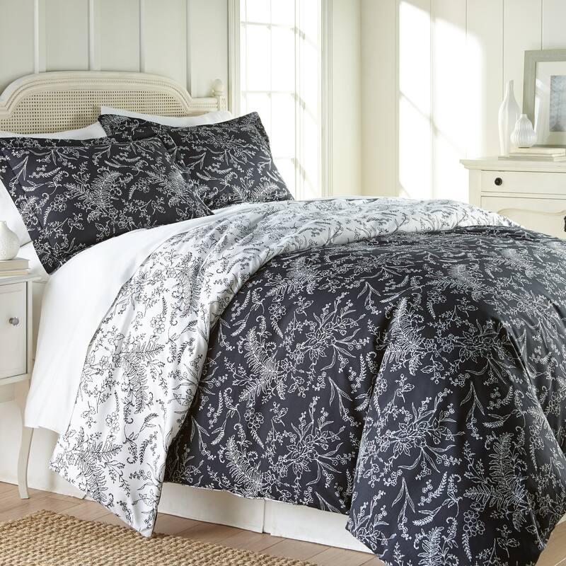 Winter Brush Reversible Down Alternative Comforter and Sham Set - Black - Twin - Twin XL