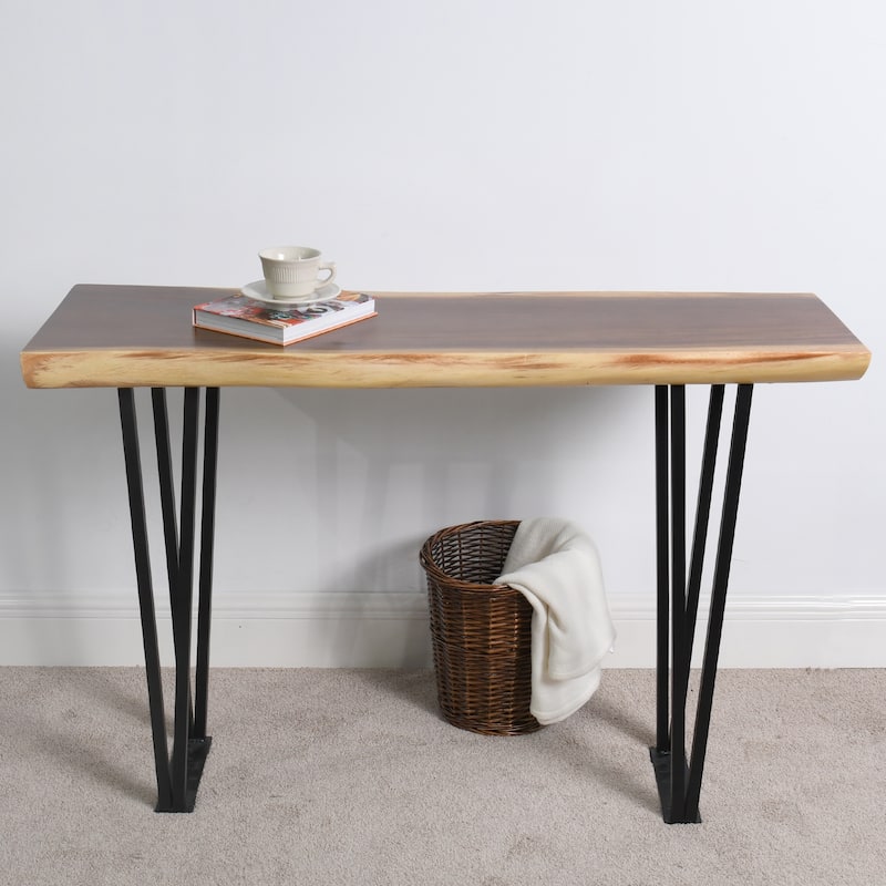 Natural Wood Rectangle Coffee Console Table