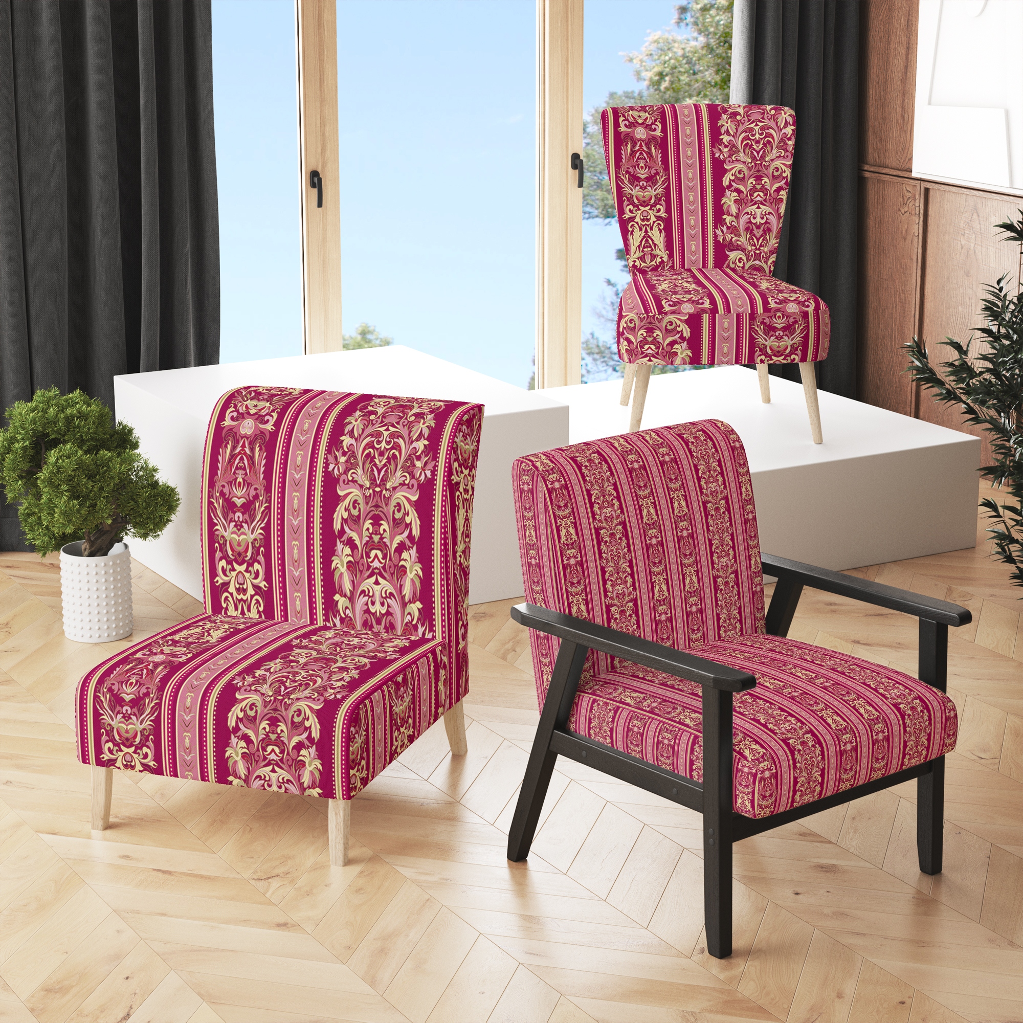Purple print online accent chair