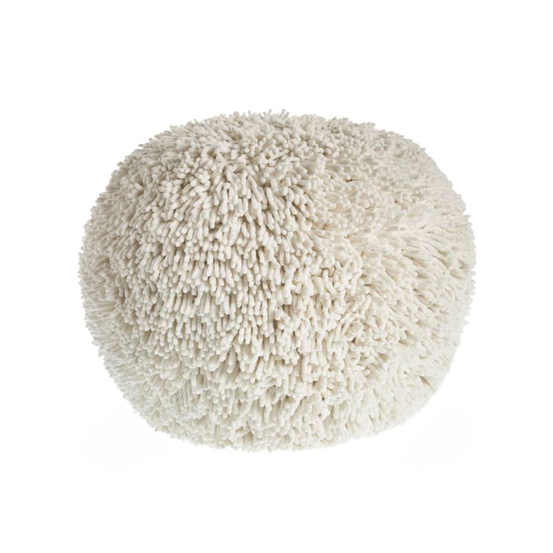 20-inch Tufted Round Cotton Pouf Ottoman for Stylish Home Seating - White