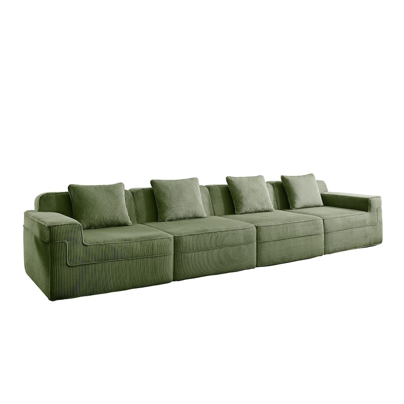 GDFStudio - Modular 4-Seater 153.5" Corduroy Boneless Cloud Sofa