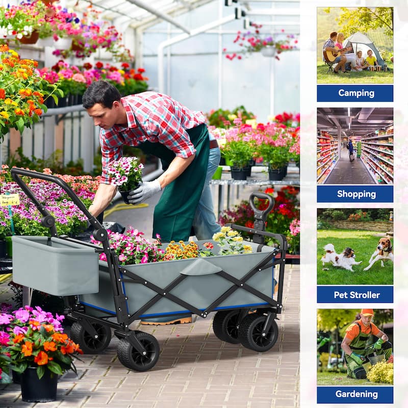 Collapsible Foldable Garden Wagon Cart Utility Cart with Wheels