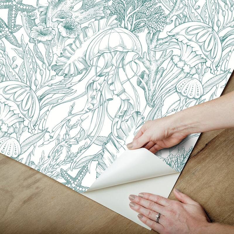 NuWallpaper Under the Sea Teal Peel and Stick Wallpaper - N/A