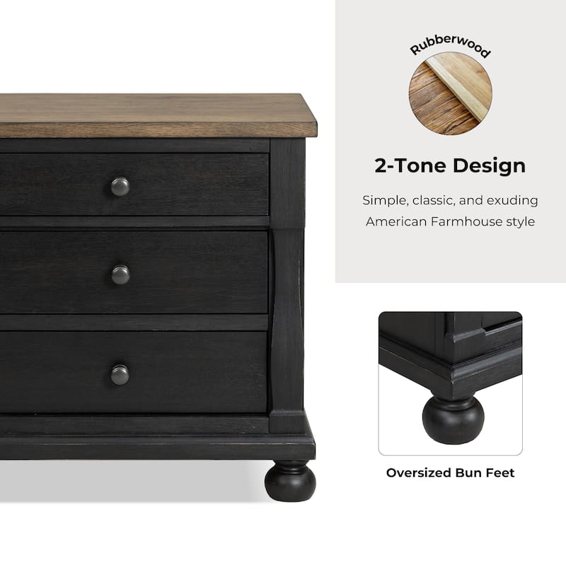 Furniture of America Lucan II 3-Piece Farmhouse Black Solid Wood Panel Bedroom Set